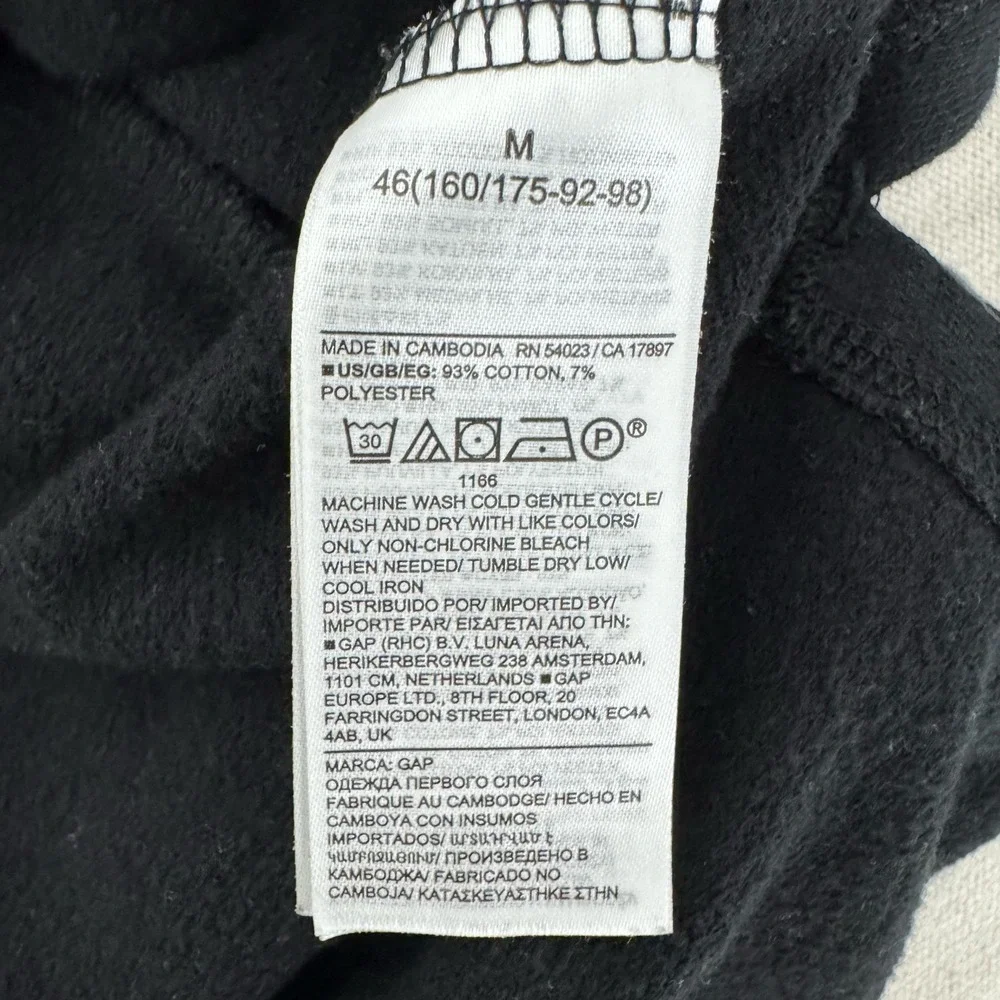 Gap Sweatshirt Women Medium Black V-Neck Side Slit Fleece Lined Pullover‎ Top